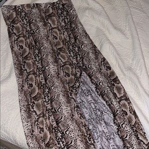 Snake Skin Maxi Skirt With Slit